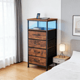 thumbnail image 5 of Aidoly Multifunctional Bedside Table with 4 Fabric Drawers, Built-in Charging Station & Smart LED Lighting, Rust Brown, 5 of 7