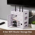thumbnail image 3 of WIFI Router Storage Box, 4-tier Router Shelf with Double Door, Cable Large Management Rack for Modem, Set Top Box, Power Strip, and Accessories, Home TV Desktop Organizer, 3 of 6