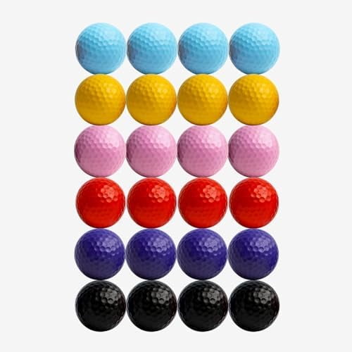 Zooblu Colored Golf Balls - Multicolored Set of 6, 12, 24 Mini Golf, Putting Practice and Training