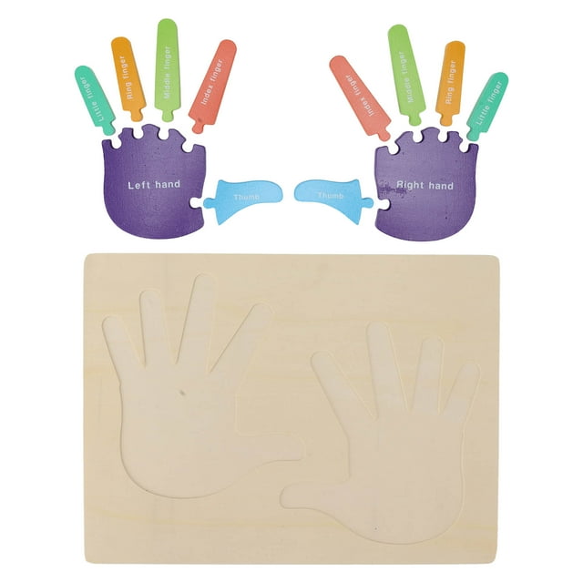 Rompecabezas juguete forma de palma Color cognición educativo duradero rompecabezas de madera juguetes para niños pequeños