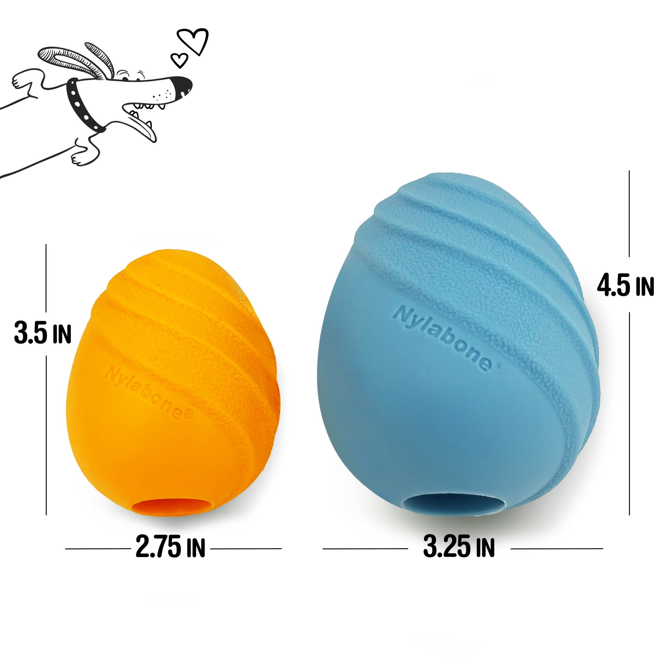 Nylabone Eggi Interactive Small Dog Toy, Bouncy Treat Toy, Creative Play, Orange