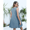 thumbnail image 6 of Lentta Women's Summer Sleeveless Mini Dress Casual Loose V Neck Sundress with Pockets, 6 of 7