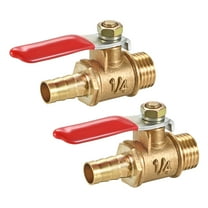 Uxcell G1/4 x 5/16" Female to Female Brass Air Ball Valve Shut Off Switch Hose Barb Brass Gold Tone 2pcs