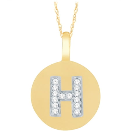 Diamond Accent 14kt Yellow Gold Initial H Alphabet Letter Pendant, 18 Chain