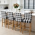 thumbnail image 3 of Black White Buffalo Check Bar Stool Cover Set of 2, Farmhouse Plaid Modern Geometric Stretch Bar Chair Cover, Removable Washable Pub Counter Stool Chair Slipcover for Kitchen Dining Room Pub Cafe, 3 of 9