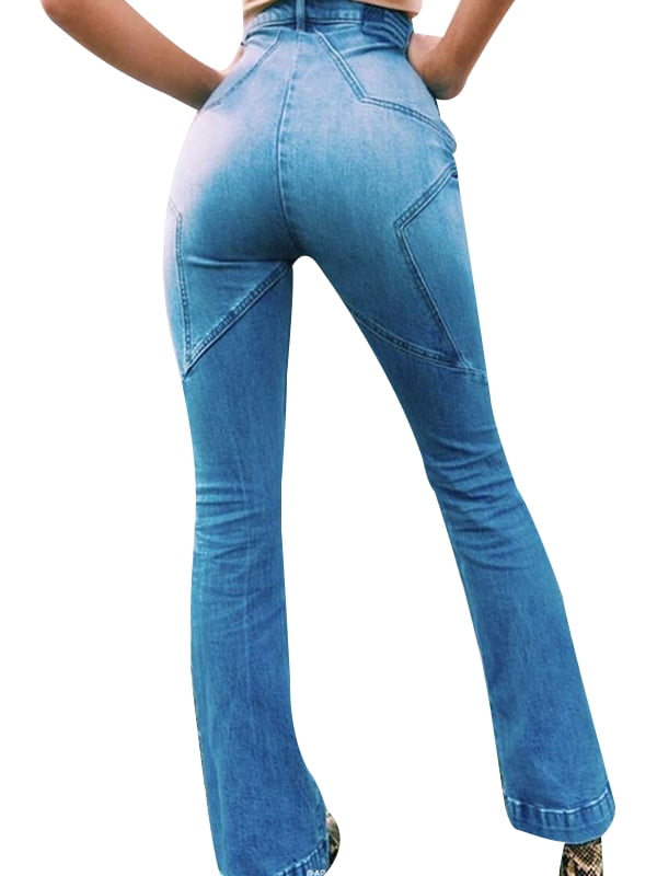 High Waist Denim Bell Bottoms Jeans 
