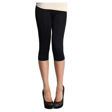 Seamless Capri Leggings - Womens Smooth Seamless Form Fitting Capri 3/4 Leggings (One Size)