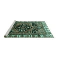 thumbnail image 2 of Ahgly Company Machine Washable Indoor Square Persian Turquoise Blue Traditional Area Rugs, 8' Square, 2 of 4