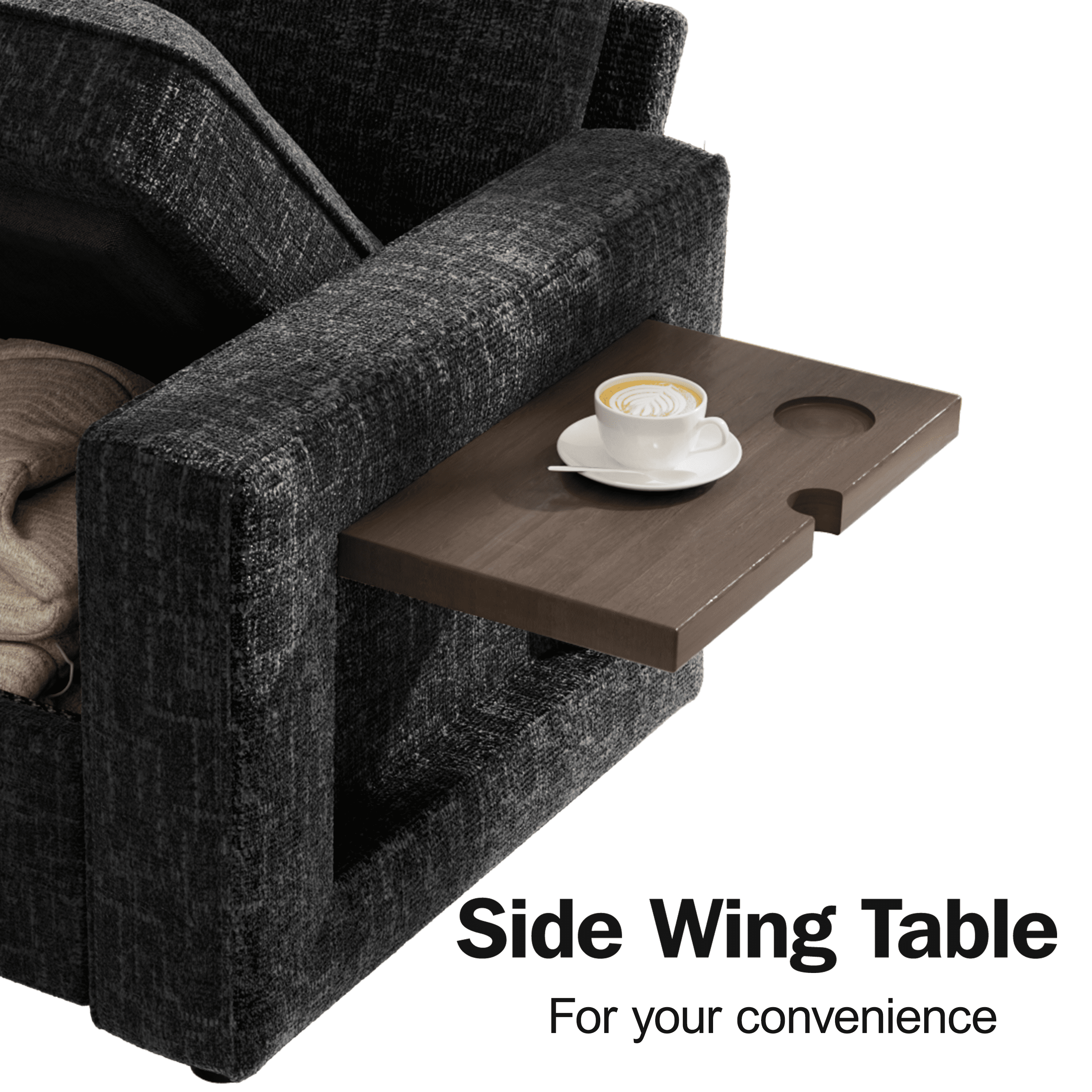8-Seat Large U Shaped Modular Sectional | Pull Out Bed Sleeper Sofa Dark Black/ Reclining Backrest, USB Ports, LED Light & Storage Seat - Tool-Free Assembly