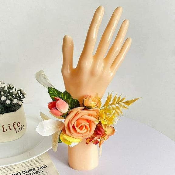 Yaoyar Wedding Bride Rose Wrist Corsage Pink Bridesmaids Wrist Flower Flowergirl Hand Floral Decor Bridal Prom Party Accessories for Women and Girls