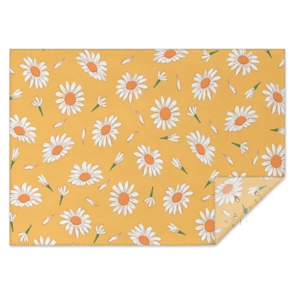 Yellow Daisy Flower Pattern Rectangle Tablecloth 60"x84",Waterproof Polyester Rectangle Table Cloth, Wipeable Spillproof Polyester Tablecloth for Dining, Camping, Indoor and Outdoor
