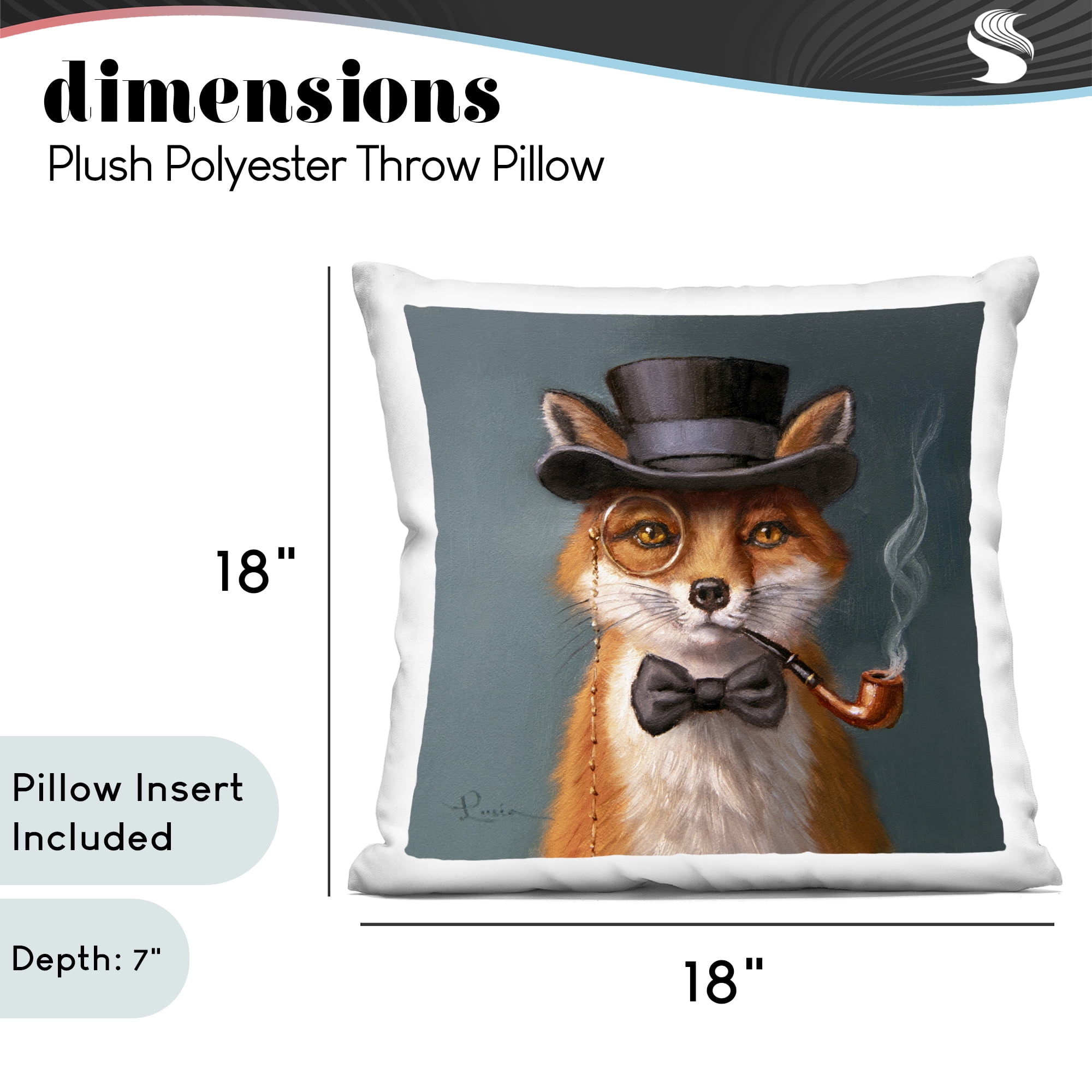 Stupell Industries Charming Dapper Fox Decorative Printed Throw Pillow, design by Lucia Heffernan