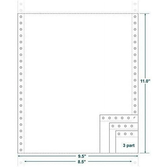 3-Ply Carbonless Paper, Blank, Form Size 9-1/2" x 11" W x H Carton of 1200