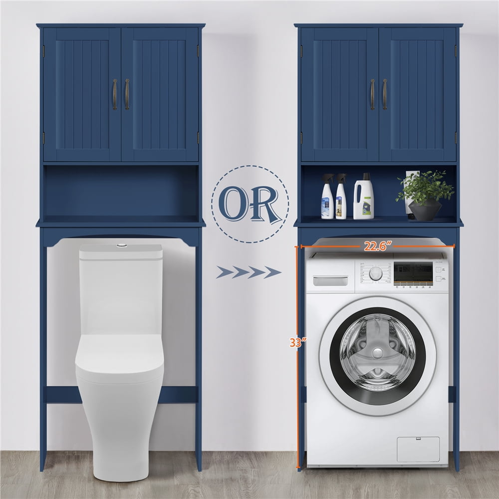 Alden Design Wooden Over-the-Toilet Bathroom Storage Cabinet for Bathroom, Navy Blue