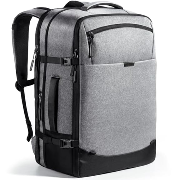 Inateck 20-46.2 L Travel Backpack, Expandable Hand Luggage Backpack for Men Women Laptop Backpack Splashproof Compatible 14/17.3 Inch Laptop and 12.9 Inch iPad for Weekender, gray, 46.2 L, Casual