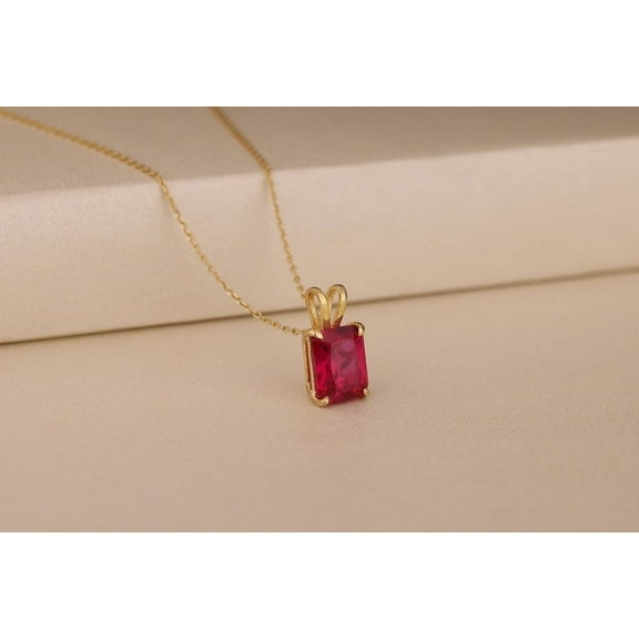 Classic Ruby Necklace, Natural Gemstone Silver Gold Pendant, Simple Bridal Pendant, Anniversary Gift, Friend Wedding Gift, July Birthstone