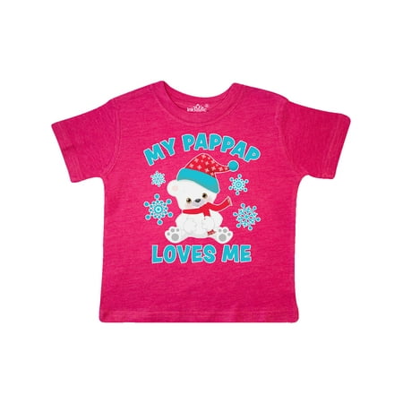 

Inktastic Polar Bear My Pappap Loves Me in Santa Hat with Snowflakes Gift Toddler Boy or Toddler Girl T-Shirt