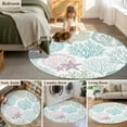 thumbnail image 6 of Round Rugs 5 Ft, Ocean Coastal Non Slip Area Rugs for Kitchen Bedroom Entryway, Sage Green Turquoise Coral Shell Starfish Washable Carpet Runner Rug Floor Mats for Bedroom Home Decor, 6 of 9