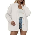 thumbnail image 2 of idosla Womens Cropped Cardigans Trendy 2025 Ruffle Open Front Chunky Knit Sweater Oversized Button Down Fall Clothes (White, M), 2 of 7