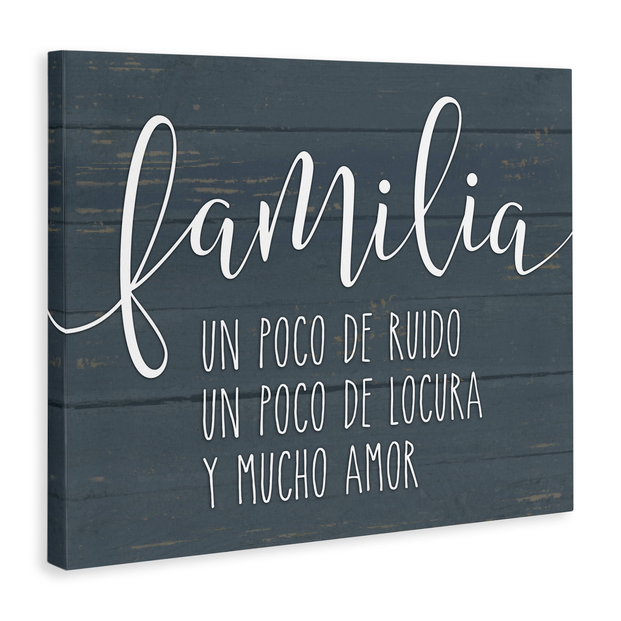 Stupell Industries Familia Y Mucho Amor Inspirational Quotes & Sayings Painting Wrapped Canvas Art Print Wall Art, 20 x 16