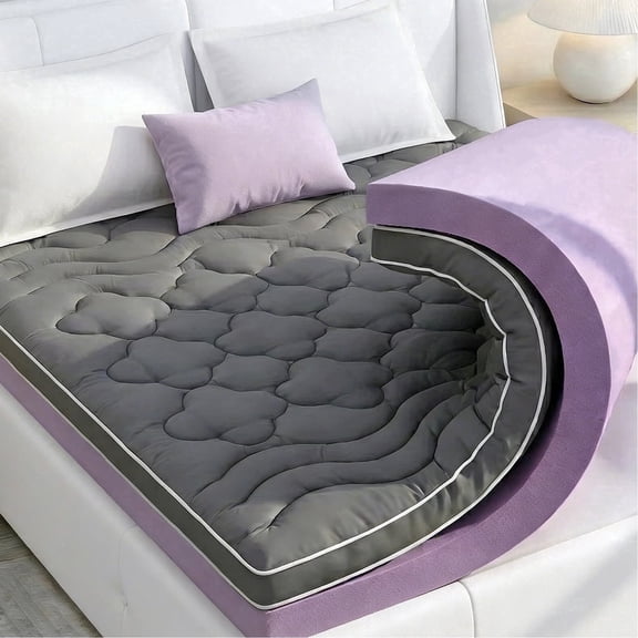 BDEUS Dual Layer 5 in Memory Foam Mattress Topper, 2 in Egg Crate Memory Foam and 3 in Pillow Top Mattress Pad Cover for Back Pain,Queen Size