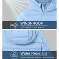 thumbnail image 5 of Kids Lightweight Puffer Jacket Packable Boys Girls Hooded Mid Length Full-zip Down Coat Winter Outerwear 4-12Y (10 Years, Sky Blue), 5 of 7