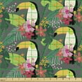 thumbnail image 2 of Birds Sofa Upholstery Fabric by the Yard, Tropical Toucan Hibiscus Flowers and Jungle Banana Palm Leaves Doodle, Decorative Fabric for DIY and Home Accents, Grey Multicolor by Ambesonne, 2 of 5