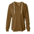 thumbnail image 2 of RXIRUCGD Chandails en Molleton Oversize pour Femmes Manches Longues Col Rond Fermeture Éclair Latérale Pull Tops Vêtements Tendance Automne 2024, Café, Taille : 2TG, 2 of 4
