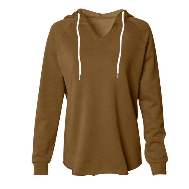 JMYHOAM Chandails en Molleton Oversize pour Femmes Manches Longues Col Rond Fermeture Éclair Latérale Chandail Tops Automne et Hiver 2024 Chandail à Capuche Tendance, Café TG