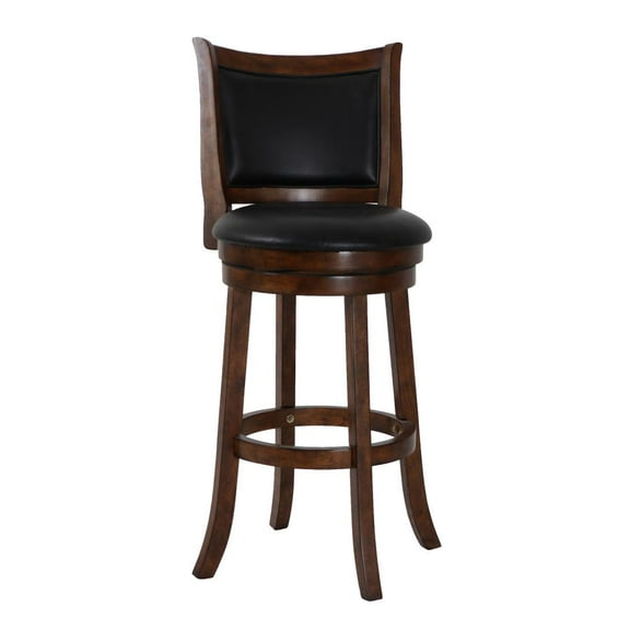 New Classic Bristol 29" Wood Swivel Bar Stool with PU Seat in Dark Brown/Black