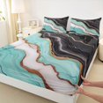 thumbnail image 5 of Manfei Aesthetic Marble Queen Sheets, Marbling Metallic Queen Sheet Sets, Teal, Black and Gold, Black Reversible 4 Pieces1 Flat Sheet + 1 Fitted Sheet + 2 Pillowcases, 5 of 6