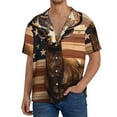 thumbnail image 2 of Zufioo Deer American Flag Vintage Print Mens Button Down Short Sleeve Shirt,Classic Plaid Shirt,Mens Accessories Fashion Shirt-Small, 2 of 6