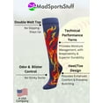 thumbnail image 2 of Navy/Red/Gold Over-the-Calf Flame Socks – Kids & Youth Athletic Socks for Sports Teams – Fun Fire Design, Moisture-Wicking, Compression Support – Large, 2 of 2