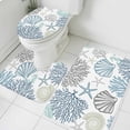 thumbnail image 3 of Blue Teal Coastal Bath Mat 3 Piece Bathroom Rug Set, Summer Beach Coral Shell Starfish Non Slip Bath Rug Contour Mat and Toilet Lid Cover, Absorbent Shower Mats Soft Bath Rugs and Mats Sets, 3 of 8