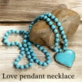 thumbnail image 3 of YIEMEEN Bohemian Turquoise Heart Pendant Necklace for Women Vintage Style Sweater Chain, 3 of 16
