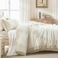 thumbnail image 4 of Andency King Bedding Sets Beige, 3 Pieces Soft Fluffy Boho Tassel Bedding Comforter Sets for King Size Bed, All Season Lightweight Down Alternative Bed Set, 4 of 8