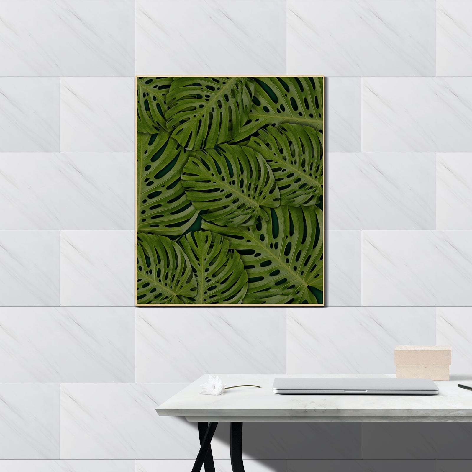 Mobestech 20Pcs Decorative Marble Pattern Self Adhesive Wall Stickers for Kitchen and Bathroom