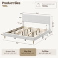thumbnail image 2 of Bestier Corduroy Upholstered King Bed Frame with Adjustable Headboard, Platform Bed Frame with LED Light, Solid Wood Slats, No Box Spring Needed, Gray, 2 of 9