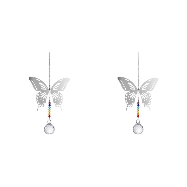 Bearachild Candelabro bola de cristal cuentas de arcoíris decoración de ventanas para el hogar atrapasol colgante decoración de boda favores mariposa de 60 mm + bola de 30 mm 2piezas