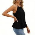 thumbnail image 6 of Otntypg Halter Tank Tops for Women Cute Summer Sleeveless Ruffled Blouses Loose Fit Casual Dressy Camisole Beach Vacation Outfit Clothes Black M, 6 of 9