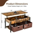 thumbnail image 4 of YYAo Coffee Table Butcher Block Top Large Accent Table,Lift Top Coffee Table Central Table with Drawers and Hidden Compartment for Living Room-Rustic Brown, 4 of 9