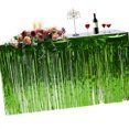 thumbnail image 4 of Falda de mesa de papel de aluminio con flecos metálicos, cortina de mesa de oropel para fiesta de Luau, cumpleaños, aniversario de verano, decoración de mesa navideña Yuarrent JJ15657-04, 4 of 4