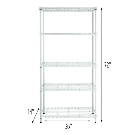 Honey Can Do Garage/Basement 5-Tier Heavy-Duty Adjustable Shelving Unit with 200-lb Shelf Capacity, White