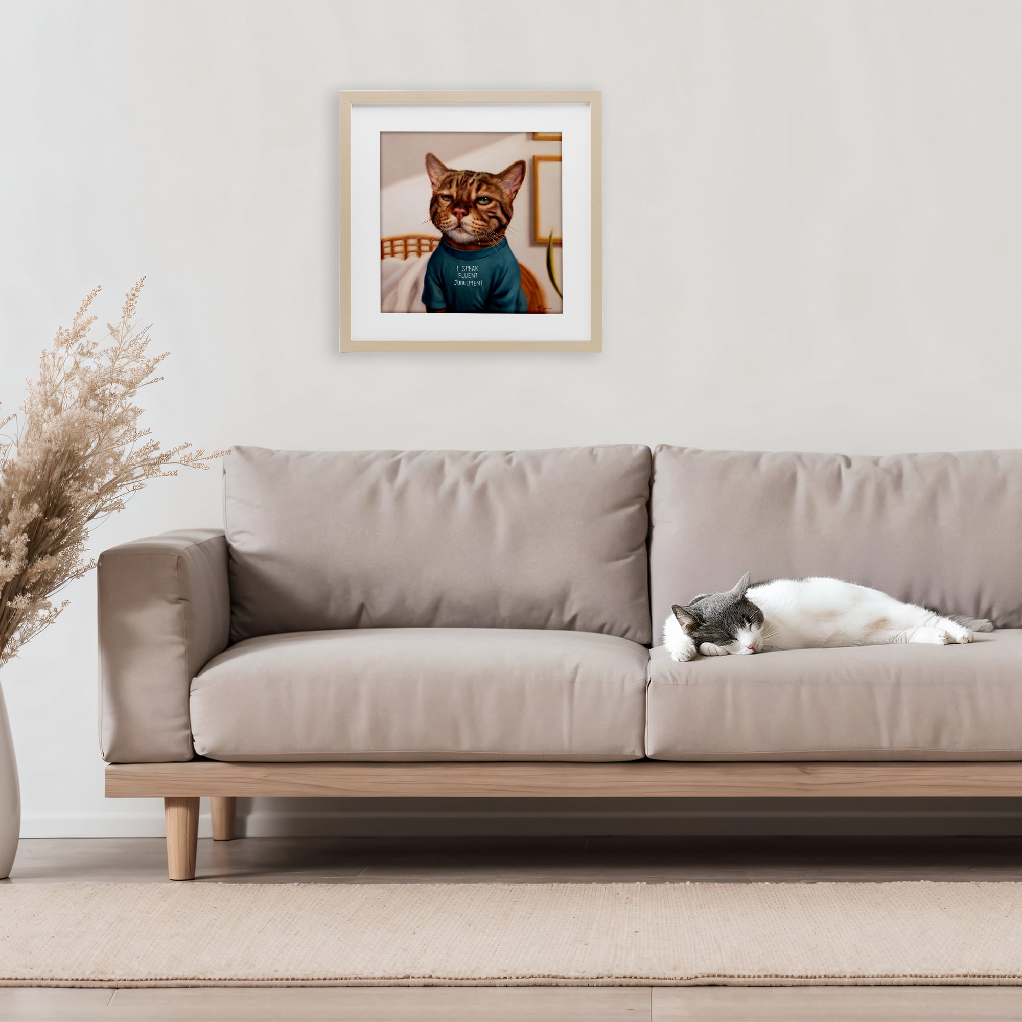 Stupell Industries Cattitude Speak Fluent Judgement Birch Framed Print Under Glass, design by Lucia Heffernan