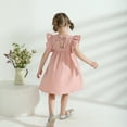 thumbnail image 3 of Younger Tree Baby Girls Casual Dress Kid Cotton Linen Ruffle Sleeveless Solid Party Dresses Clothes for 3-4T, 3 of 8