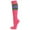 Bright Pink / Green / Bright Blue, variant on Pink Breast Cancer Awareness Strpied Athletic Tube Knee High Socks, Red Medium