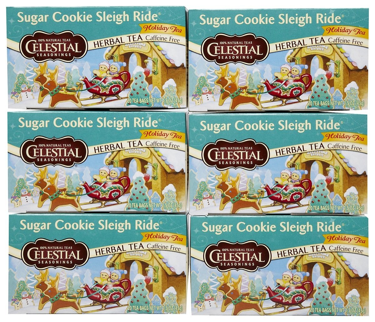 Celestial Seasonings Sugar Cookie DNF2&nbsp;Sleigh Ride Tea Bags - 20 ct - 6 pk