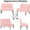 thumbnail image 5 of Mini Small Comfy Couch Armless Loveseat Sofa with USB Ports, Velvet Sofa for Small Spaces - Pink, 5 of 10