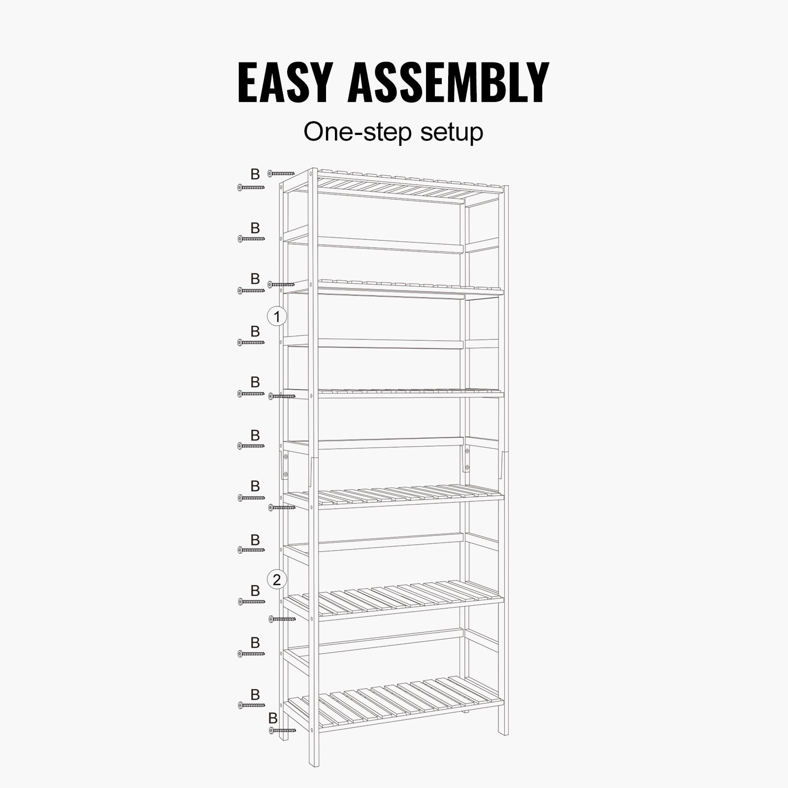 KFFKFF 6-Level Bamboo Rack, Uncovered Wooden Bookcase, Showcase Organizer, Independent Floral Plant Holder, Versatile Bamboo Shelving Perfect for Restroom, Sleeping Quarters, Workspace