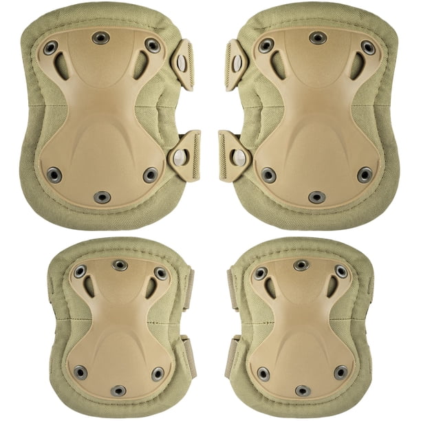 Conjuntos De Almohadillas Protectoras Para Rodillas Y Codos De Combate Táctico Profesional, Conjunto De Equipo Táctico Avanzado Para Airsoft, Paintball, Caza, Patín Militar, Deportes Al Aire Libre (Br